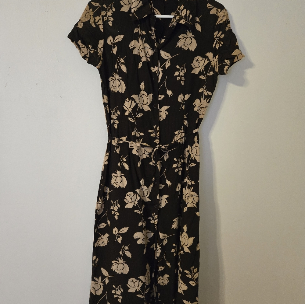 Floral Brown and Cream Dress